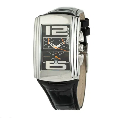 Chronotech Leather Dress Watch In Black
