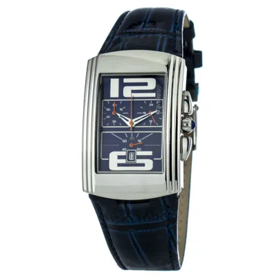 Chronotech Leather Dress Watch In Blue