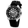 Chronotech Black Leather Watch In Black