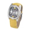 Chronotech Leather Women's Watch In Yellow