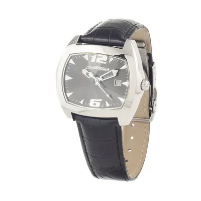 Chronotech Leatherwatch In Black