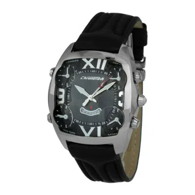 Chronotech Black Leather Watch