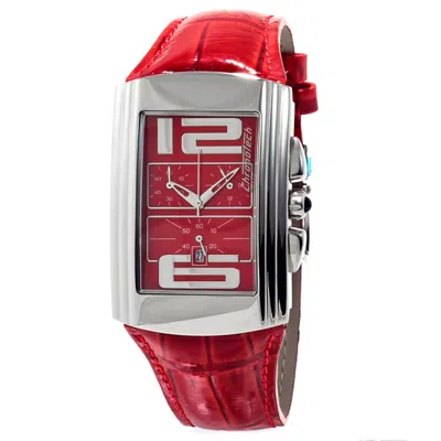 Chronotech Red Leather Dress  Watch