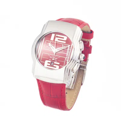Chronotech Red Leather Watch In Brown