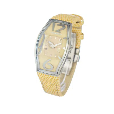 Chronotech Yellow Leather Dress Women's Watch