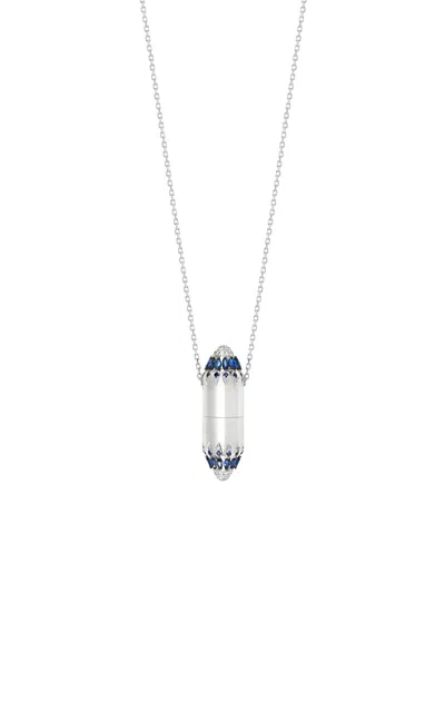 Chrstns Paris 18k White Gold Amar Beryl Sapphire Pendant In Blue