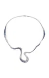 Chrstns Paris 18k White Gold Unda Diamond Sapphire Rivière Necklace In Blue