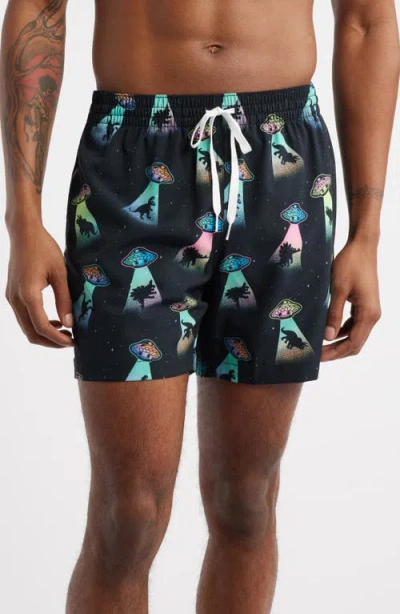 Chubbies Beam Me Up Classic Swim Trunks In Black - Pattern Base Plaids