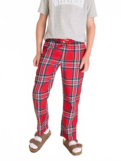 Chubbies Kids' Boy's Holly Jolly Stitchs Pants In Red Plaid
