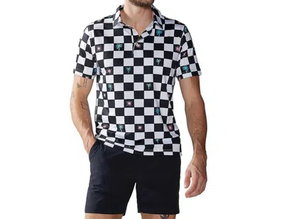 Chubbies Check Me Out Performance Polo In Black & White