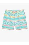 CHUBBIES EN FUEGOS 5.5 INCH SWIMMING TRUNK IN TEAL GEOMETRIC