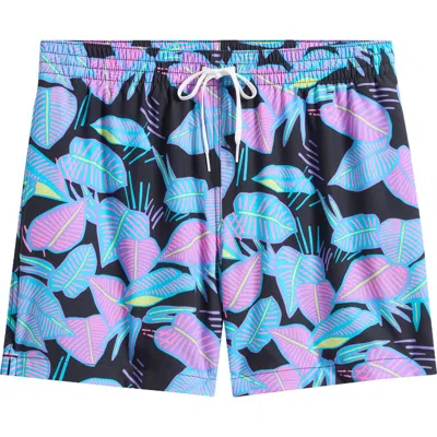 Chubbies Fluorescent Funk 5.5-inch Swim Trunks In Black - Pattern Base Plaids