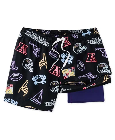 Chubbies Men's 5.5" Black Baltimore Ravens The Neon Lined Classic Swim Trunks