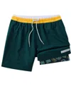 Chubbies Men's 5.5" Dark Green Green Bay Packers Lined Classic Swim Trunks In Green