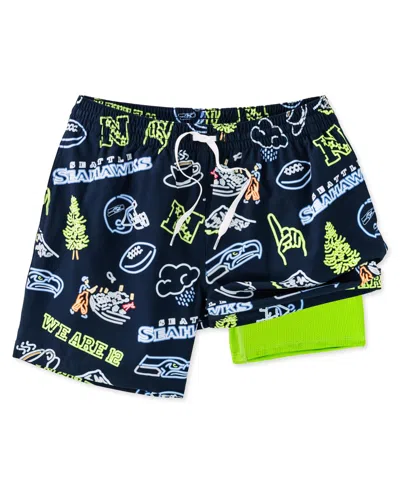 Chubbies Men's 5.5" Navy Seattle Seahawks The Neon Lined Classic Swim Trunks