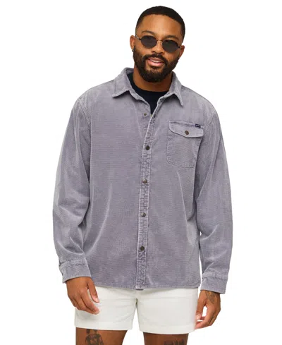 Chubbies Men's Frost Gray Long-sleeve Waffle-cord Regular-fit Shirt In Blue