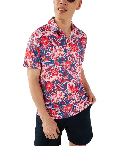 Chubbies Men's Slim Fit Red, White Flowers & Palm Short Sleeve Performance 2.0 Polo Shirt In Bright Red