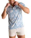 Chubbies Men's The Better Beleaf It Short Sleeve Leaf Print Polo Shirt In Dusty Blue