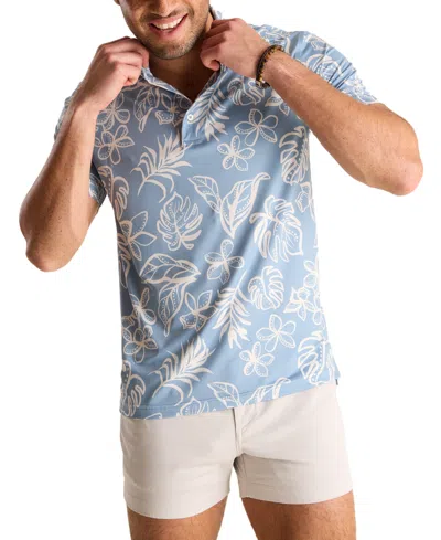 Chubbies Men's The Better Beleaf It Short Sleeve Leaf Print Polo Shirt In Dusty Blue