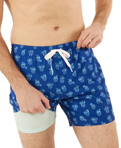 Chubbies Men's The Coladas Quick-dry 5-1/2" Swim Trunks With Boxer-brief Liner In Navy