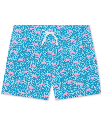 Chubbies Men's The Domingos Are For Flamingos Quick-dry 5-1/2" Swim Trunks In Bright Blue