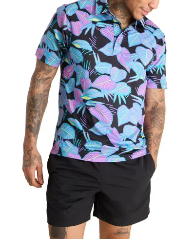 Chubbies Men's The Fluorescent Funk Classic-fit Printed Performance Polo Shirt In Black