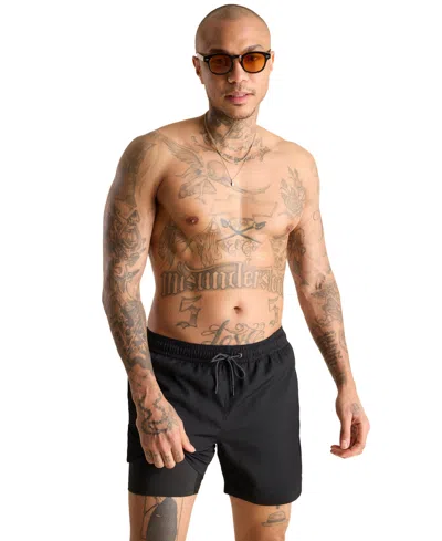 Chubbies Men's The Secret Agents Textured 5.5" Swim Trunks In Black