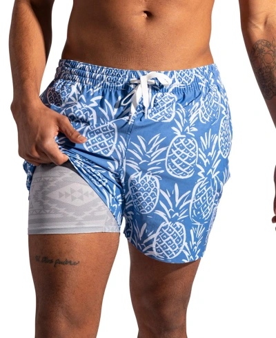 Chubbies Men's The Thigh-naples Quick-dry 5-1/2" Swim Trunks With Boxer Brief Liner In Medium Blue