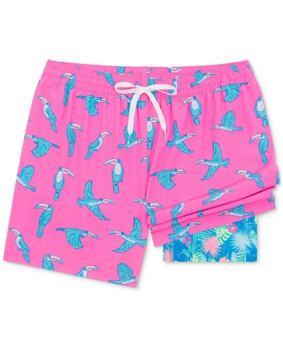 Chubbies Men's The Toucan Do Its Quick-dry 5-1/2" Swim Trunks With Boxer Brief Liner In Bright Pink