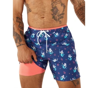 Chubbies Men's The Triton Of The Seas Quick-dry 5-1/2" Swim Trunks With Boxer Brief Liner In Navy