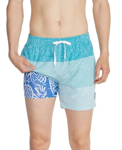 Chubbies Men's The Whale Sharks Quick-dry 5-1/2" Swim Trunks With Boxer Brief Liner In Turquoise,aqua