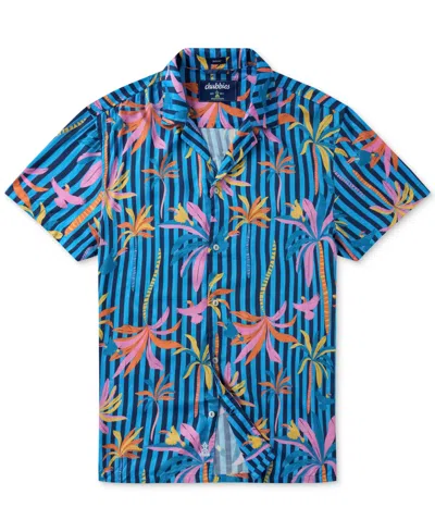 Chubbies Men's The Wild Blue Sunday Classic-fit Tropical Stripe Button-down Camp Shirt In Dark Blue