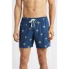 Chubbies Lined Classic Swim Trunks In Midnight Palms In Blue