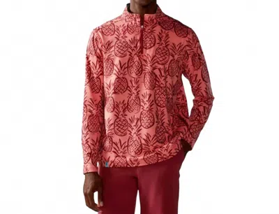 Chubbies Movementum Quarter Zip Polo In Warm Pine In Pink