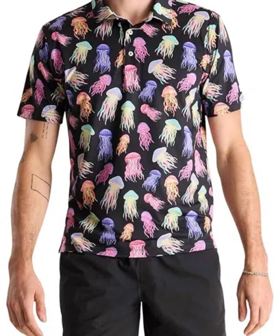 Chubbies Performance Stretchy Polo Shirt In Don't Be Jelly In Black