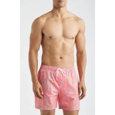 Chubbies Pyramid Poolside Lined 5.5-inch Swim Trunks In Brown
