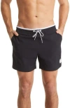 Chubbies Swim Trunks Mens Black Boxer Brief Lined Drawstring Waist Fts1002 In Black