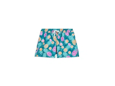 Chubbies The Citrus Punches (boys Lined Swim Trunk) (big Kid) Boy's Swimwear Dark Teal/pattern Based : Xl (18 In Blue