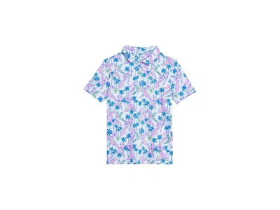 Chubbies The Flock Party -white (boys Performance Polo) (big Kid) Boy's Clothing Optic White/pattern Based :  In Blue