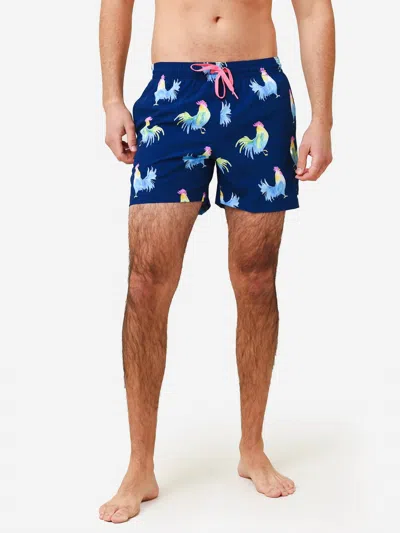 Chubbies The Fowl Plays 5.5' Stretch Classic Swim Trunks In Dark Blue Rooster In Multi
