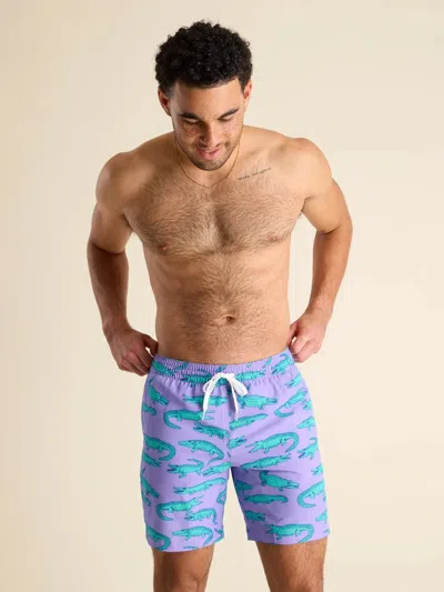 Chubbies The Gem Glades Swim Trunk Men's Purple Alligator Brief Lined Jzz1034 In Animal Print