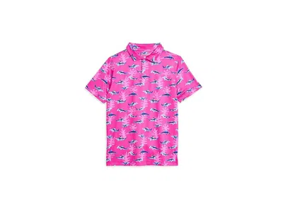 Chubbies The Great Pink Shark (boys Performance Polo) (big Kid) Boy's Clothing Bright Pink/pattern Based : Md