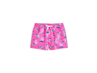 Chubbies The Great Pink Sharks (boys Lined Swim Trunk) (big Kid) Boy's Swimwear Bright Pink/pattern Base : Md