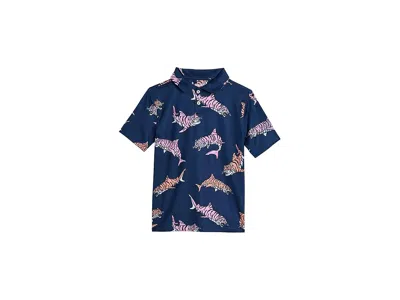 Chubbies The King Of The Sea (boys Performance Polo) (big Kid) Boy's Clothing Navy/pattern Based : Xs (6/7 Ye In Blue