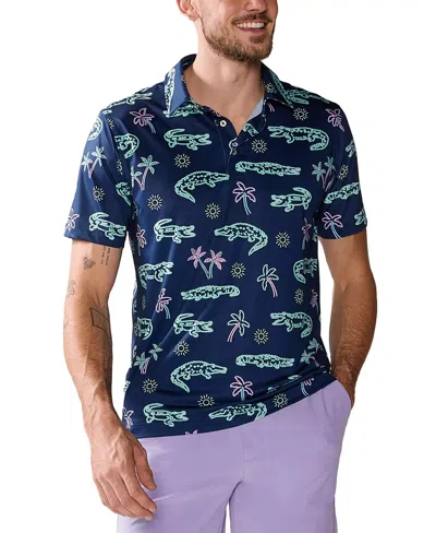 Chubbies The Neon Glade Performance Polo 2.0 Shirt Men Navy Graphic Print Dsgl76 In Blue