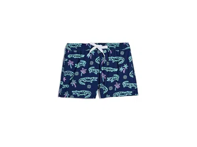 Chubbies The Neon Glades (boys Lined Swim Trunk) (big Kid) Boy's Swimwear Navy Blue/pattern Base : Sm (8/9 Ye In Black