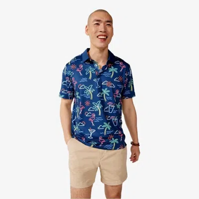Chubbies The Neon Light Polo Shirt Men's Navy Printed Golf Performance Ddr2998 In Blue
