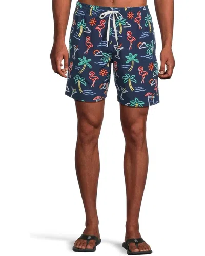 Chubbies The Neon Light Swim Trunk Mens Navy Printed Swimwear Ddr2999 In Blue