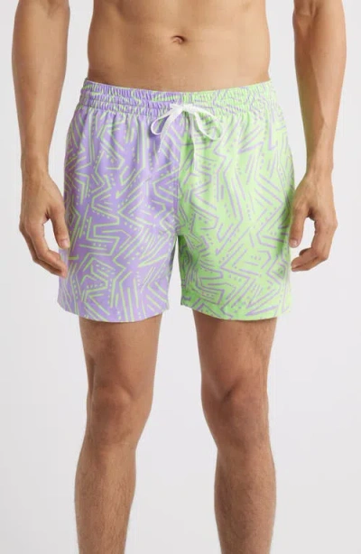 Chubbies The Pangeas 5.5-inch Classic Line Swim Trunks In Bright Green - Pattern Base