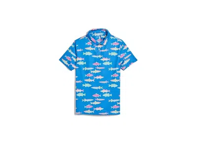 Chubbies The Tacking Toward (boys Sun Shirt Crewneck) (big Kid) Boy's Swimwear Optic White/graphic Print : Lg In Blue